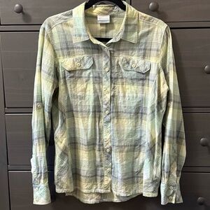 Columbia Camp Henry Plaid Light Weight Button Down Shirt 100% Cotton XL